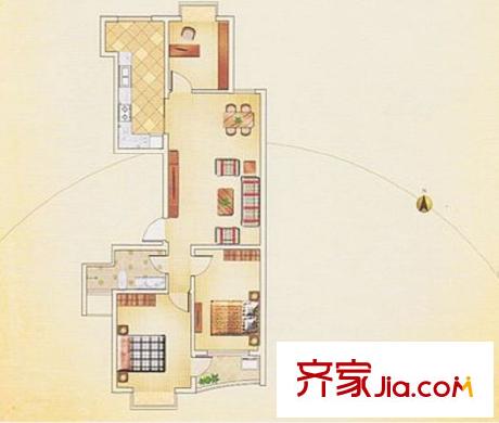 佳利秀水一期高層B3戶型 3室2廳1衛(wèi)1廚