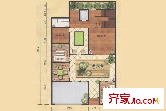 天潤淺水灣36號樓別墅地下二層戶型圖 2室5廳1衛(wèi)