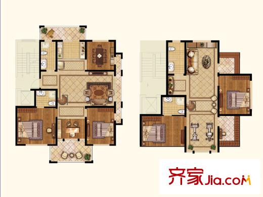 香頌灣A戶型頂層復(fù)式電梯洋房 6室3廳4衛(wèi)1廚