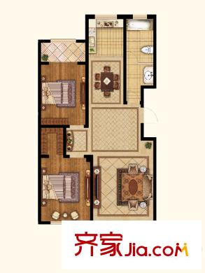 香頌灣花園洋房B戶型2-4層標(biāo)準(zhǔn)層 2室2廳1衛(wèi)1廚