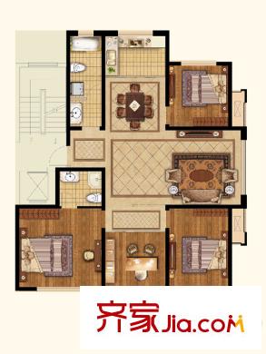 香頌灣花園洋房A戶型2-4層標(biāo)準(zhǔn)層 4室2廳2衛(wèi)1廚