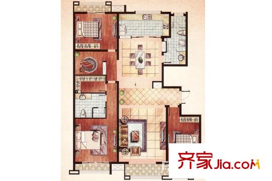 麒麟公館一期高層住宅C2戶型 4室2廳2衛(wèi)1廚