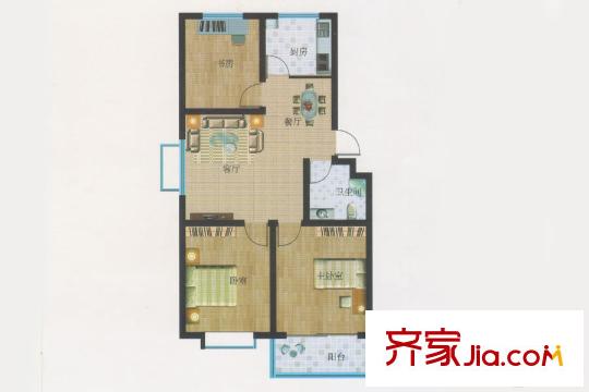 濱?；▓@A1戶型 3室2廳1衛(wèi)1廚