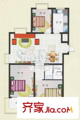 東方名苑戶型D 3室2廳2衛(wèi)1廚