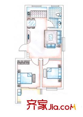 華安東方明珠三期多層住宅戶型圖 2室2廳1衛(wèi)1廚
