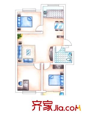 華安東方明珠二期住宅戶型圖 3室2廳1衛(wèi)1廚