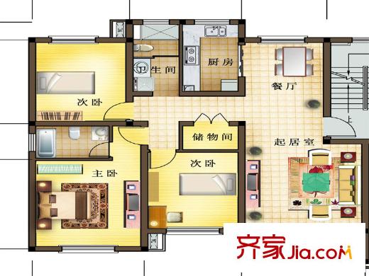 海正香醍灣一期住宅標(biāo)準(zhǔn)層C-1戶型 3室2廳2衛(wèi)1廚