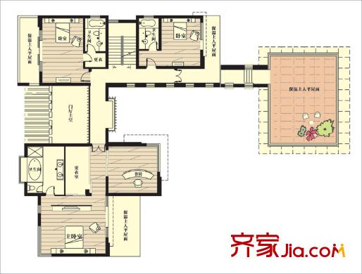 江南岸A-1戶型二層 4室4廳5衛(wèi)1廚