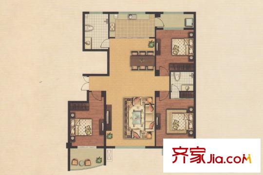唐寧府F2戶型 4室2廳2衛(wèi)1廚