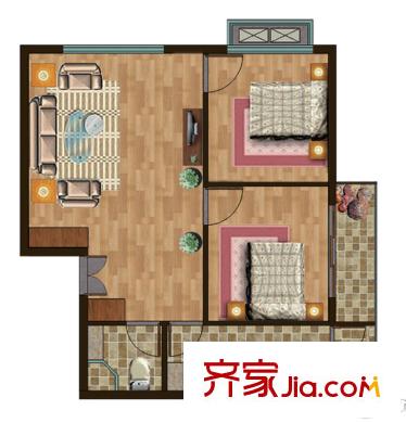 和揚晶立方項目1-4號樓高層A戶型 2室1廳1衛(wèi)1廚
