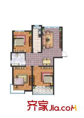 永潤城市花園A5戶型 3室2廳1衛(wèi)1廚