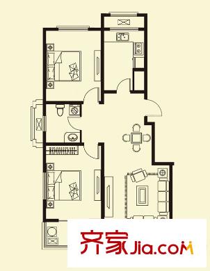 青云御景園高層1戶型 2室2廳1衛(wèi)1廚
