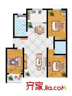 城建順達(dá)花園多層2號樓130平方米戶型圖 3室2廳1衛(wèi)1廚