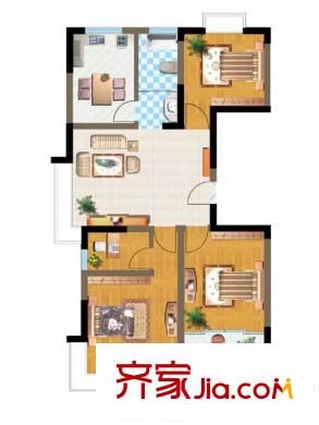 城建順達(dá)花園高層4號樓119平方米戶型圖 3室1廳1衛(wèi)1廚