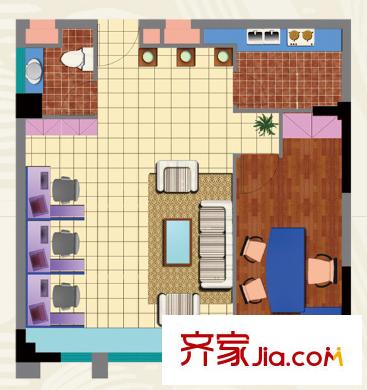 博鰲晶品戶(hù)型(2) 1室2廳1衛(wèi)1廚