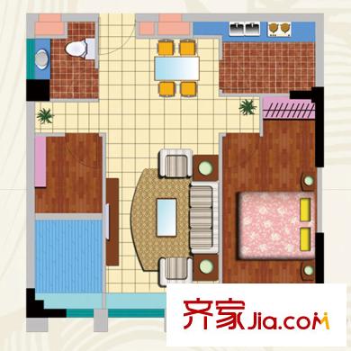 博鰲晶品戶(hù)型(1) 2室2廳1衛(wèi)1廚