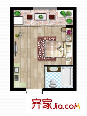 駿龍花園一期住宅F(xiàn)戶型（售完） 1室1廳1衛(wèi)