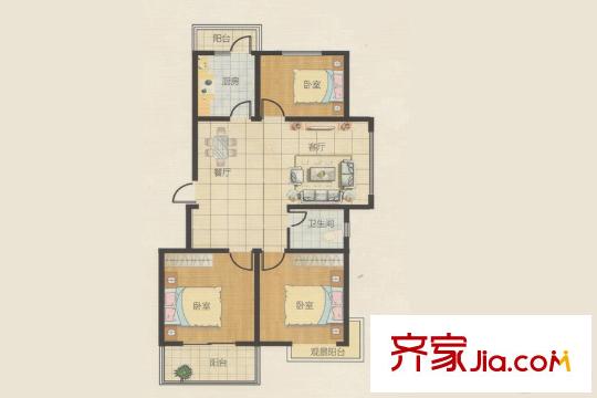 華安錦繡櫻園D2戶型 3室2廳1衛(wèi)1廚