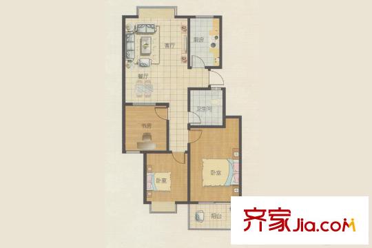 華安錦繡櫻園D1戶型 3室2廳1衛(wèi)1廚