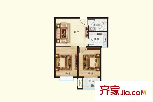 天下客新貴名苑C戶型 2室1廳1衛(wèi)1廚
