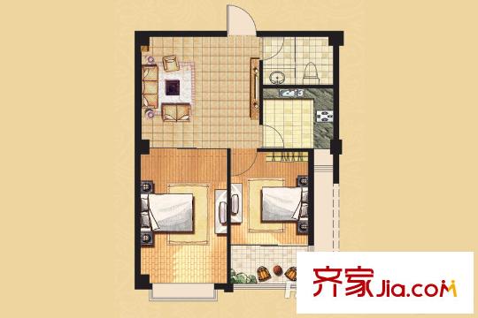 辰隆星河城三期10號(hào)樓2戶型 2室1廳1衛(wèi)1廚