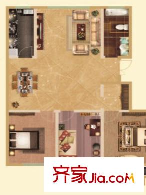 恒信三合春城項(xiàng)目一期A戶型 3室2廳1衛(wèi)1廚