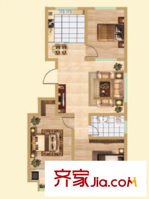 恒信三合春城項目一期B戶型 3室2廳1衛(wèi)1廚