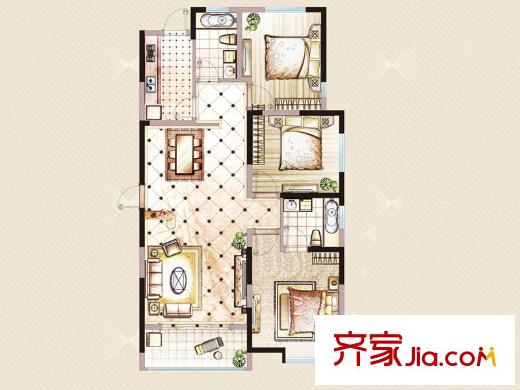 盛世華府2/3/12/13號樓C戶型 3室2廳2衛(wèi)1廚
