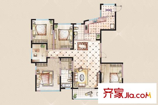 盛世華府5號樓N戶型 5室2廳2衛(wèi)1廚