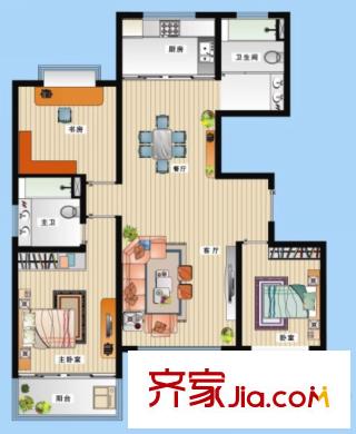 DBC名苑3/4號(hào)樓E戶型 3室2廳2衛(wèi)1廚
