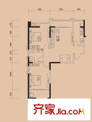 德潤左岸綠洲A2戶型隨心而樂 2室2廳1衛(wèi)1廚