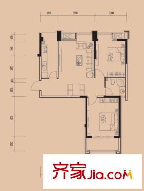 德潤左岸綠洲A1戶型幸福秘境 2室2廳1衛(wèi)1廚