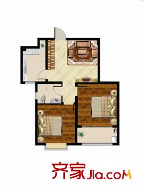 瑞珂沁園高層1/2/3/4號樓A戶型 2室1廳1衛(wèi)1廚