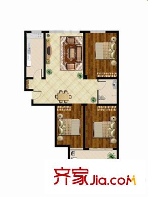 瑞珂沁園高層1/2/3/4號(hào)樓D戶型 3室2廳1衛(wèi)1廚