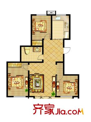 櫻海攬郡一期3#樓H戶型 3室1廳1衛(wèi)1廚
