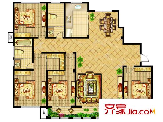 櫻海攬郡一期3#樓G戶型 4室2廳2衛(wèi)1廚