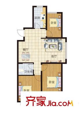 華安欣誠家園1/3號樓A戶型 3室2廳1衛(wèi)1廚