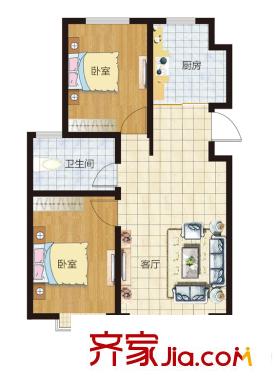 華安欣誠(chéng)家園1/3號(hào)樓D戶型 2室2廳1衛(wèi)1廚