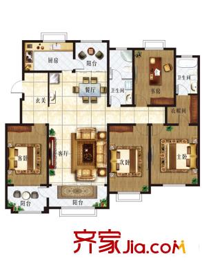 九龍華府1-7號(hào)樓多層(4)戶型 4室2廳2衛(wèi)4廚