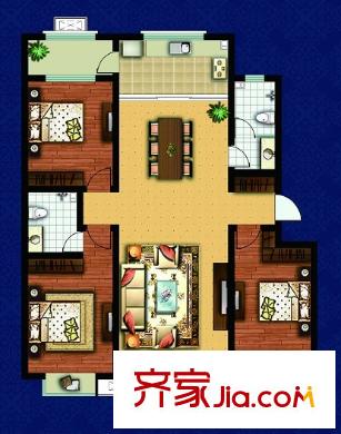 唐寧郡5/9號樓A戶型 3室2廳2衛(wèi)1廚