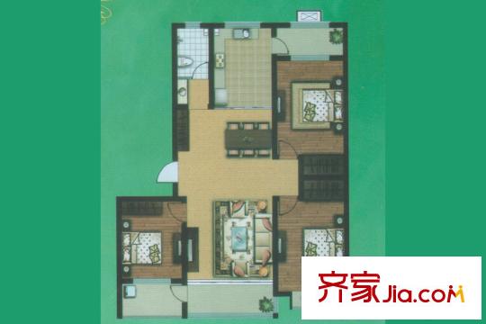 唐寧郡高層17號樓2戶型 3室2廳1衛(wèi)1廚