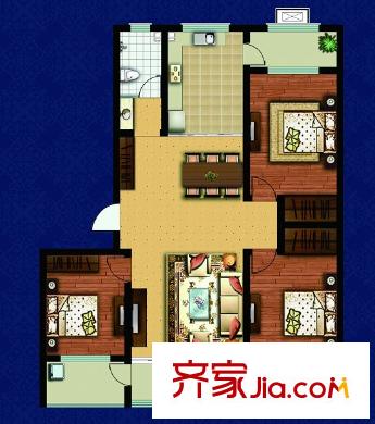 唐寧郡9號樓C戶型 3室2廳1衛(wèi)1廚