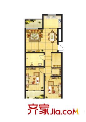 宜嘉家園1號(hào)樓B戶型 2室2廳1衛(wèi)1廚