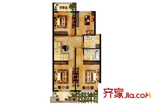 祥瑞雅居別墅戶型二層戶型圖 3室1廳2衛(wèi)1廚
