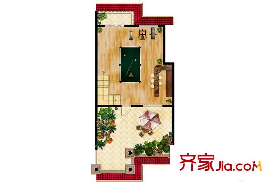 祥瑞雅居別墅戶型頂層戶型圖 1室