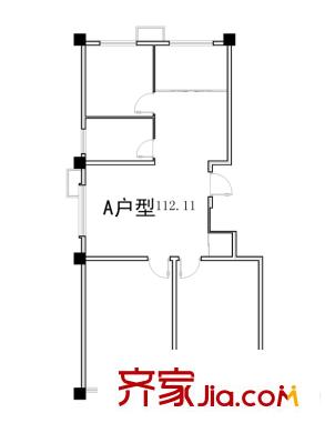 藍頓浞河生活廣場1#A戶型 3室2廳1衛(wèi)1廚