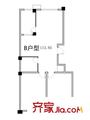藍(lán)頓浞河生活廣場1#B戶型 3室2廳1衛(wèi)1廚