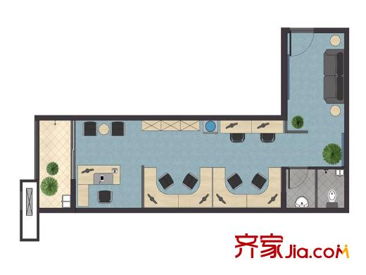 紫金花園公寓形象辦公 1室1廳1衛(wèi)