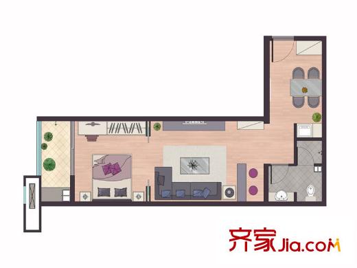 紫金花園公寓百變城堡 1室1廳1衛(wèi)1廚