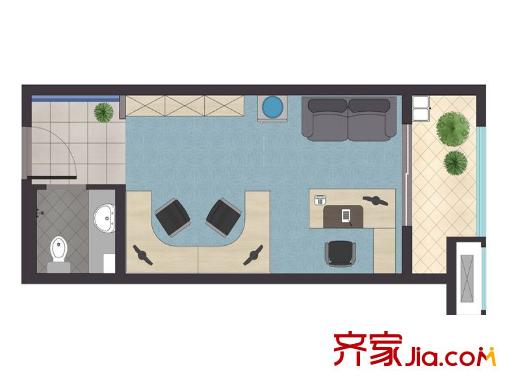 紫金花園公寓精品商務 1廳1衛(wèi)